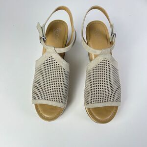 Franco Sarto Perforated Peep Toe Wedge‎ Casual Boho Sandals Women's Size 10